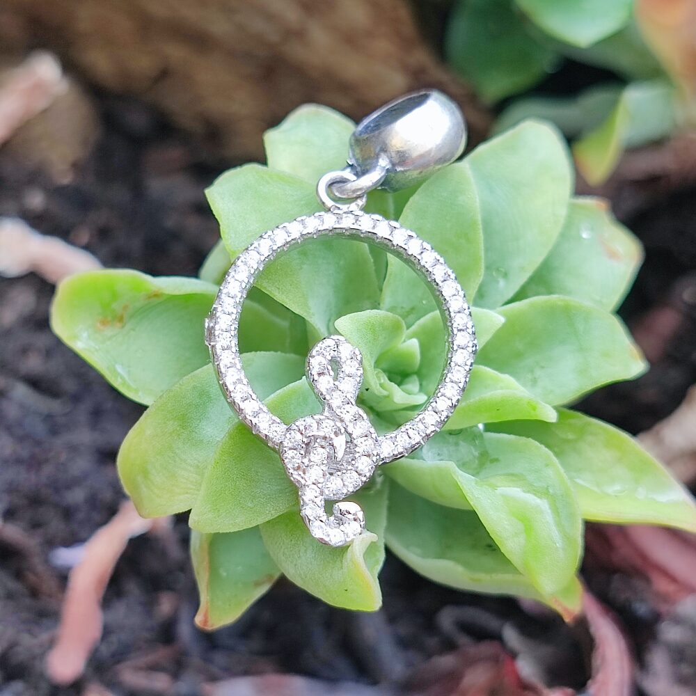 Ciondolo in argento 925 con zirconi - CHIAVE DI VIOLINO