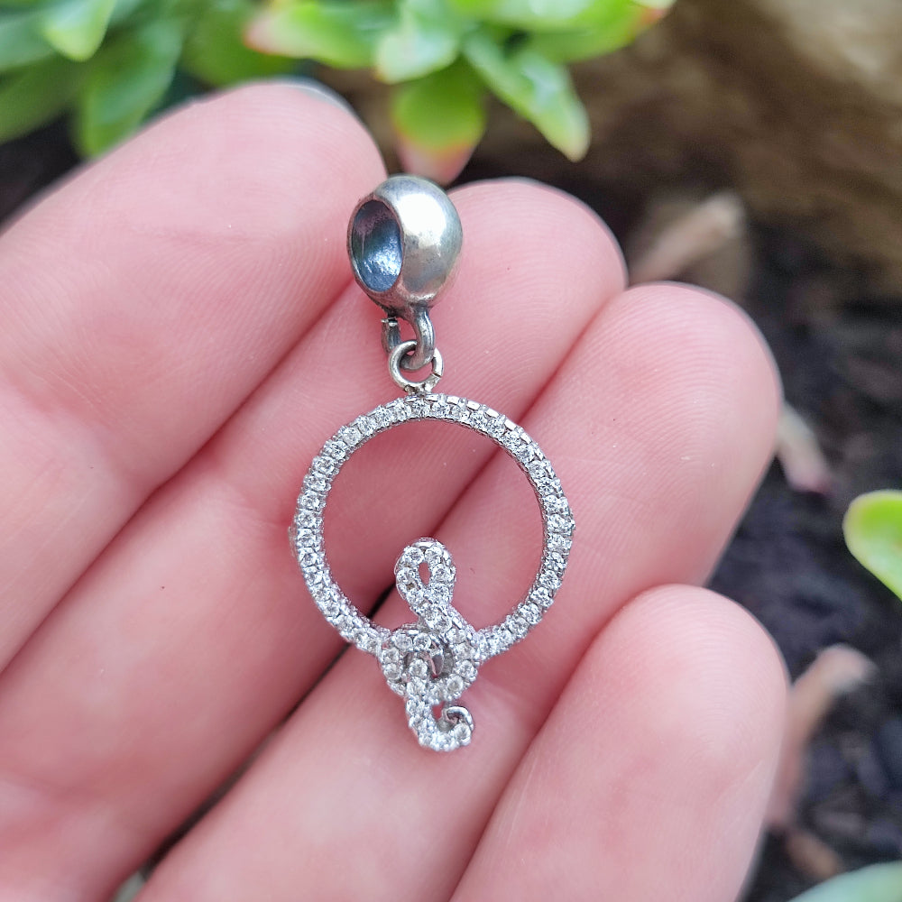 Ciondolo in argento 925 con zirconi - CHIAVE DI VIOLINO