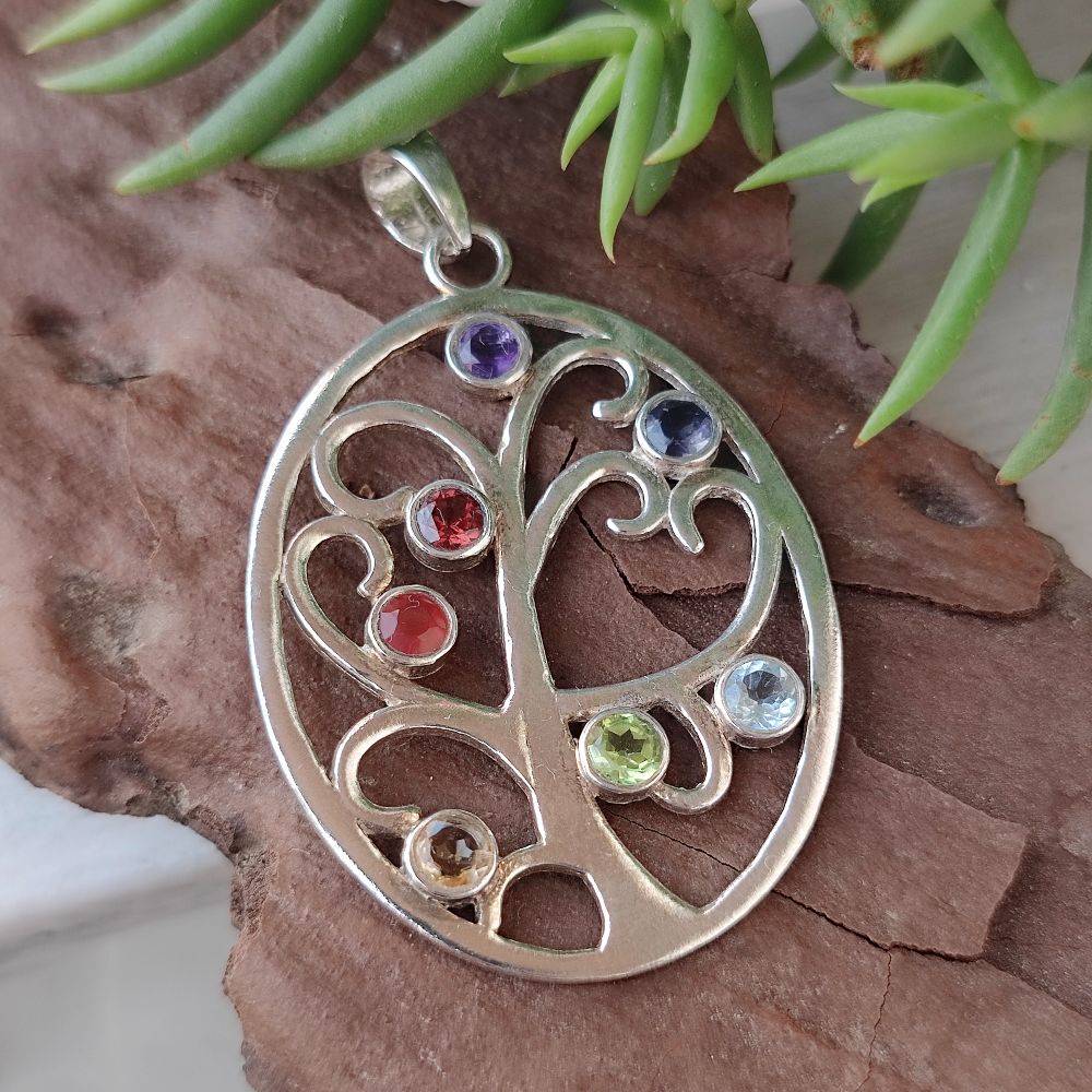 Ciondolo albero della vita in argento 925 pietra - AGHARMA