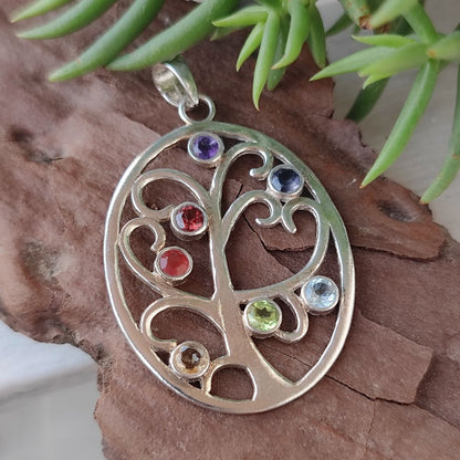 Ciondolo albero della vita in argento 925 pietra - AGHARMA