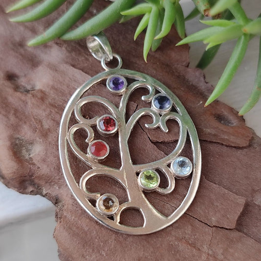 Ciondolo albero della vita in argento 925 pietra - AGHARMA