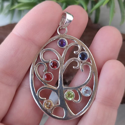 Ciondolo albero della vita in argento 925 pietra - AGHARMA