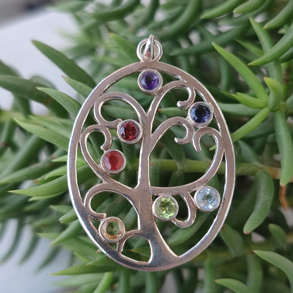 Ciondolo albero della vita in argento 925 pietra - AGHARMA