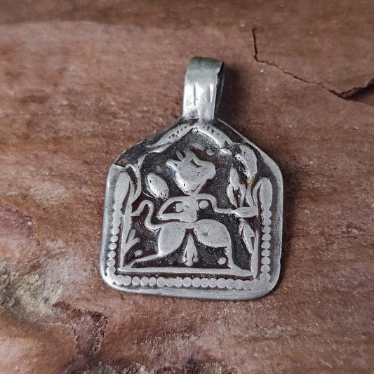 Ciondolo in argento antico con divinità Hanuman - ZAWA