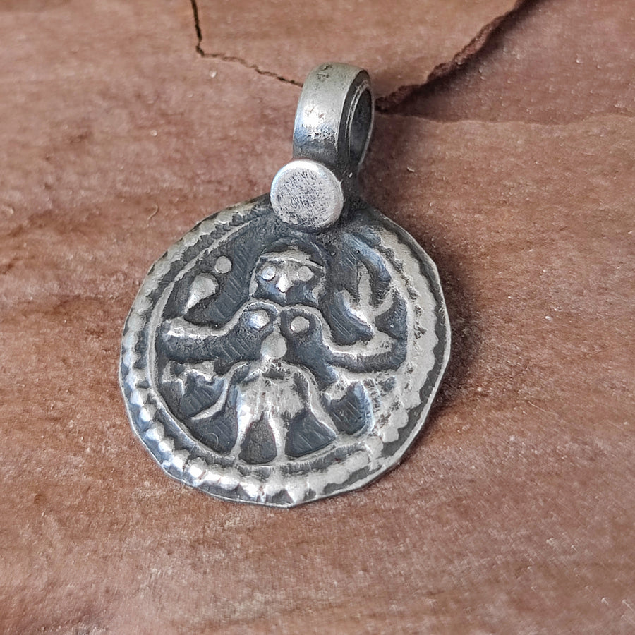 Ciondolo in argento antico con divinità Shiva - LANJI