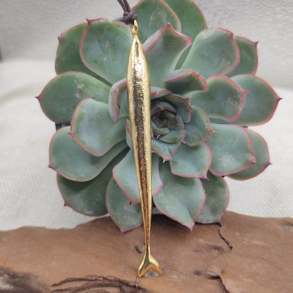 Ciondolo artigianale in ottone dorato pesce - SAKANA