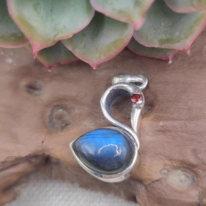 Ciondolo cigno in argento 925 labradorite - QUTHBU