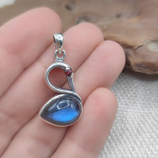Ciondolo cigno in argento 925 labradorite - QUTHBU