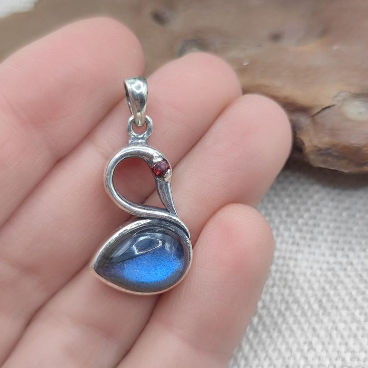 Ciondolo cigno in argento 925 labradorite - QUTHBU