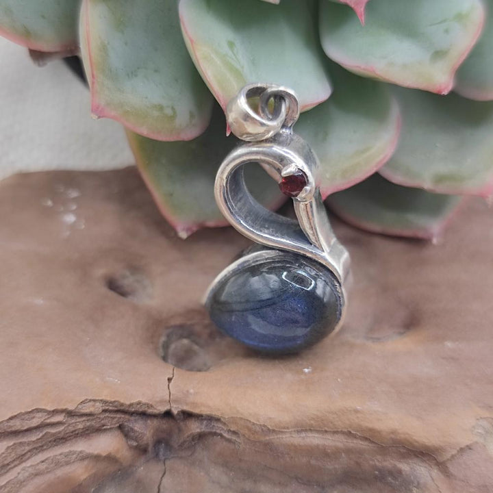 Ciondolo cigno in argento 925 labradorite - QUTHBU
