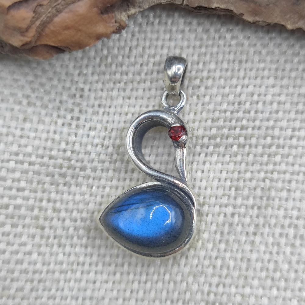 Ciondolo cigno in argento 925 labradorite - QUTHBU