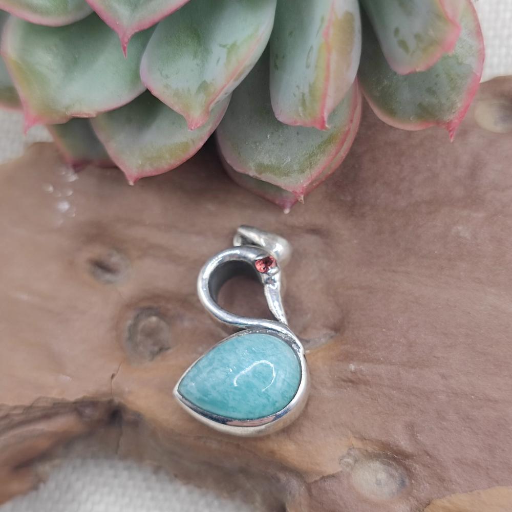 Ciondolo cigno in argento 925 labradorite - QUTHBU