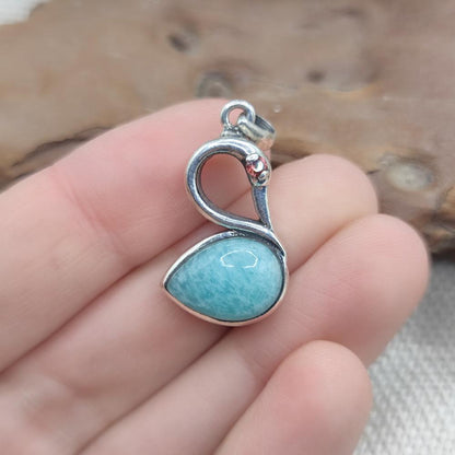 Ciondolo cigno in argento 925 larimar - QUTHBU