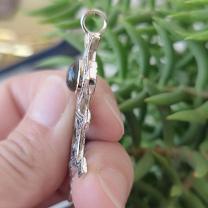 Ciondolo croce Tuareg in argento 925 con pietra - HEUTA
