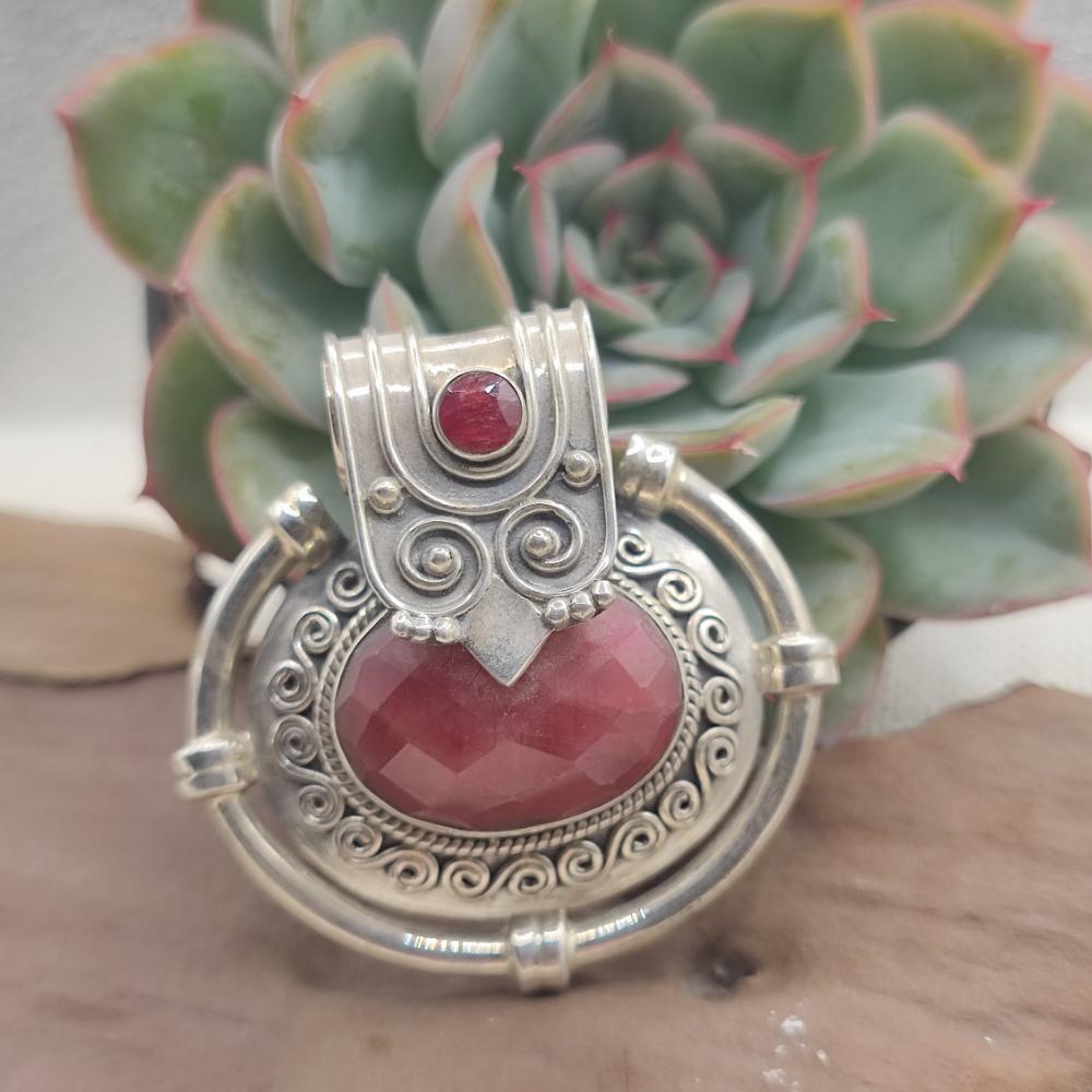 Ciondolo etnico in argento 925 con pietra - AKSI