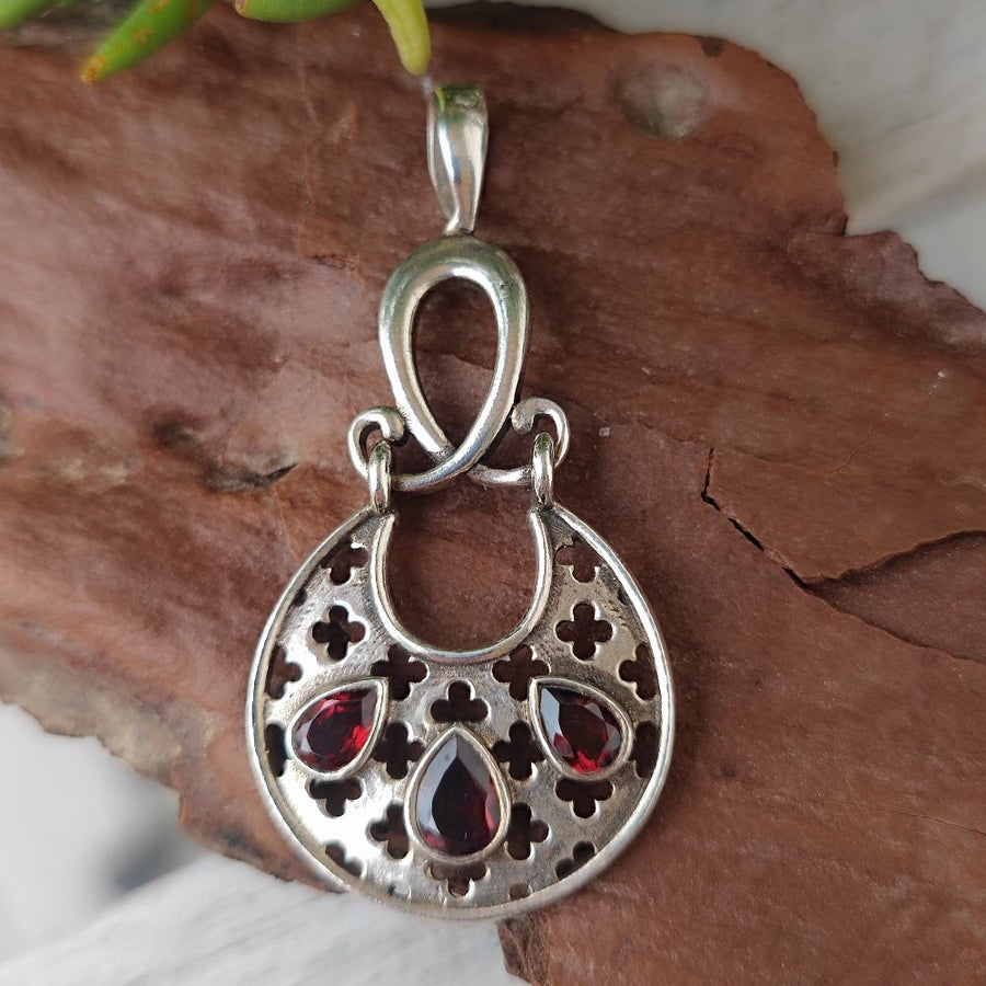 Ciondolo etnico in argento 925 con pietra - HABRA