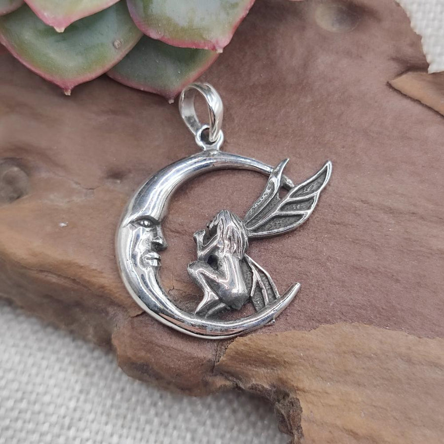 Ciondolo in argento 925 con Fata e Luna - SRISAILAM