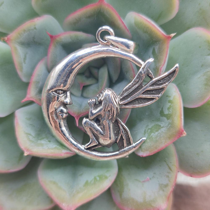 Ciondolo in argento 925 con Fata e Luna - SRISAILAM