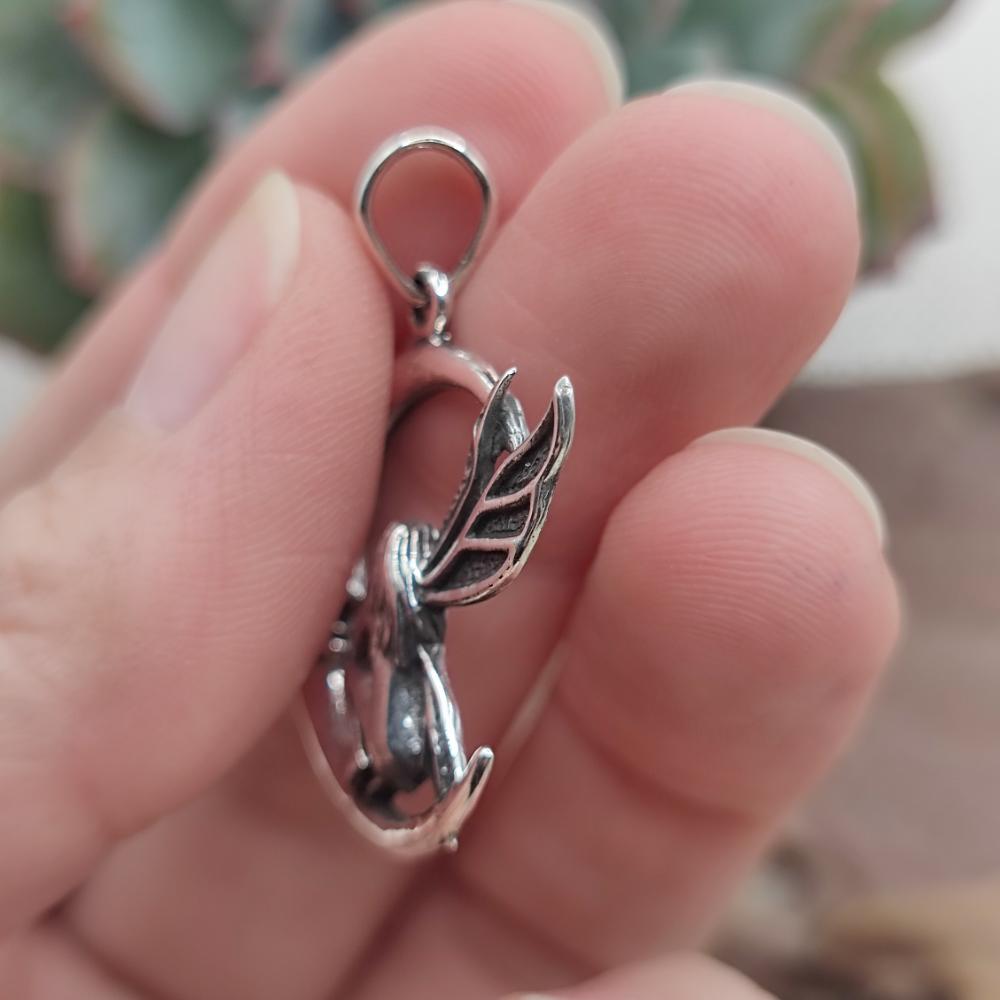 Ciondolo in argento 925 con Fata e Luna - SRISAILAM