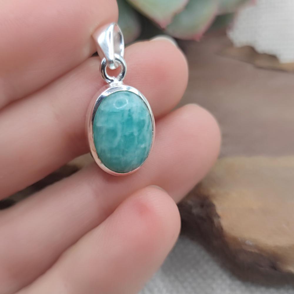 Ciondolo ovale in argento 925 amazzonite - SIDDIPET