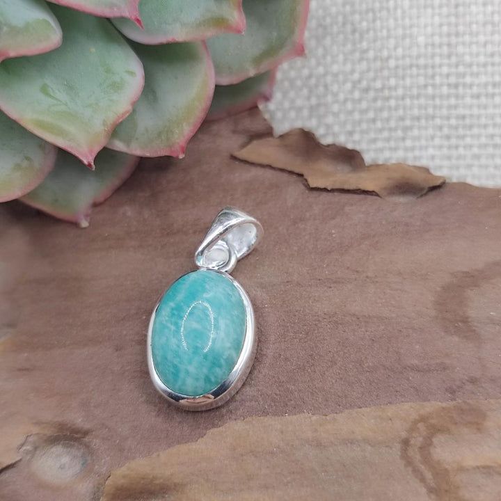 Ciondolo ovale in argento 925 amazzonite - SIDDIPET