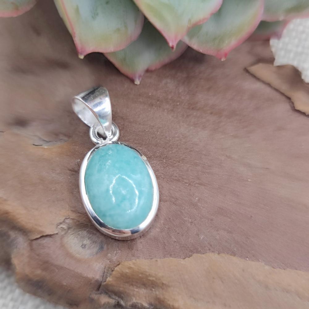 Ciondolo ovale in argento 925 amazzonite - SIDDIPET