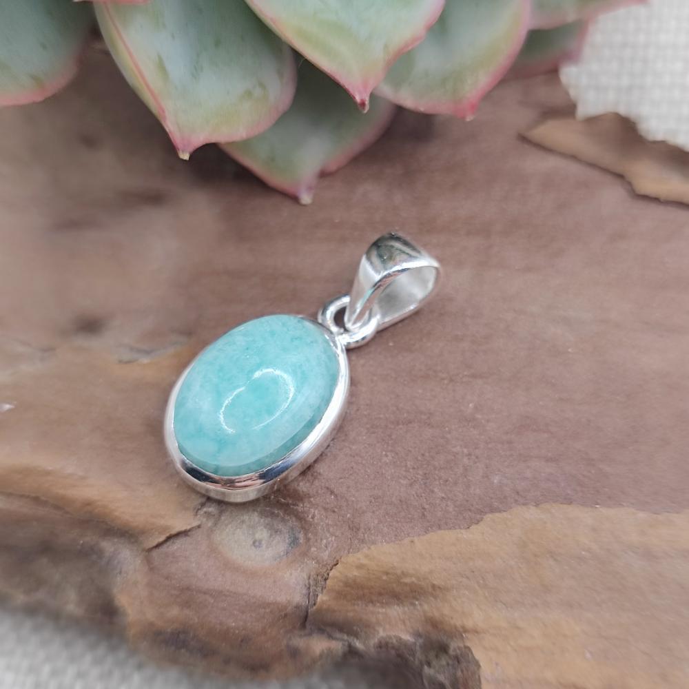 Ciondolo ovale in argento 925 amazzonite - SIDDIPET