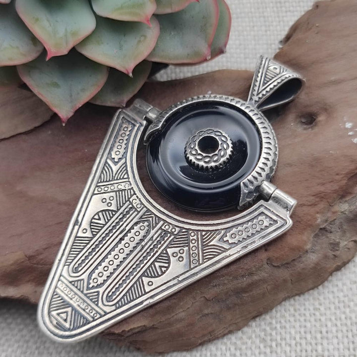 Ciondolo TUAREG in argento 925 onice nero - KAMMAM