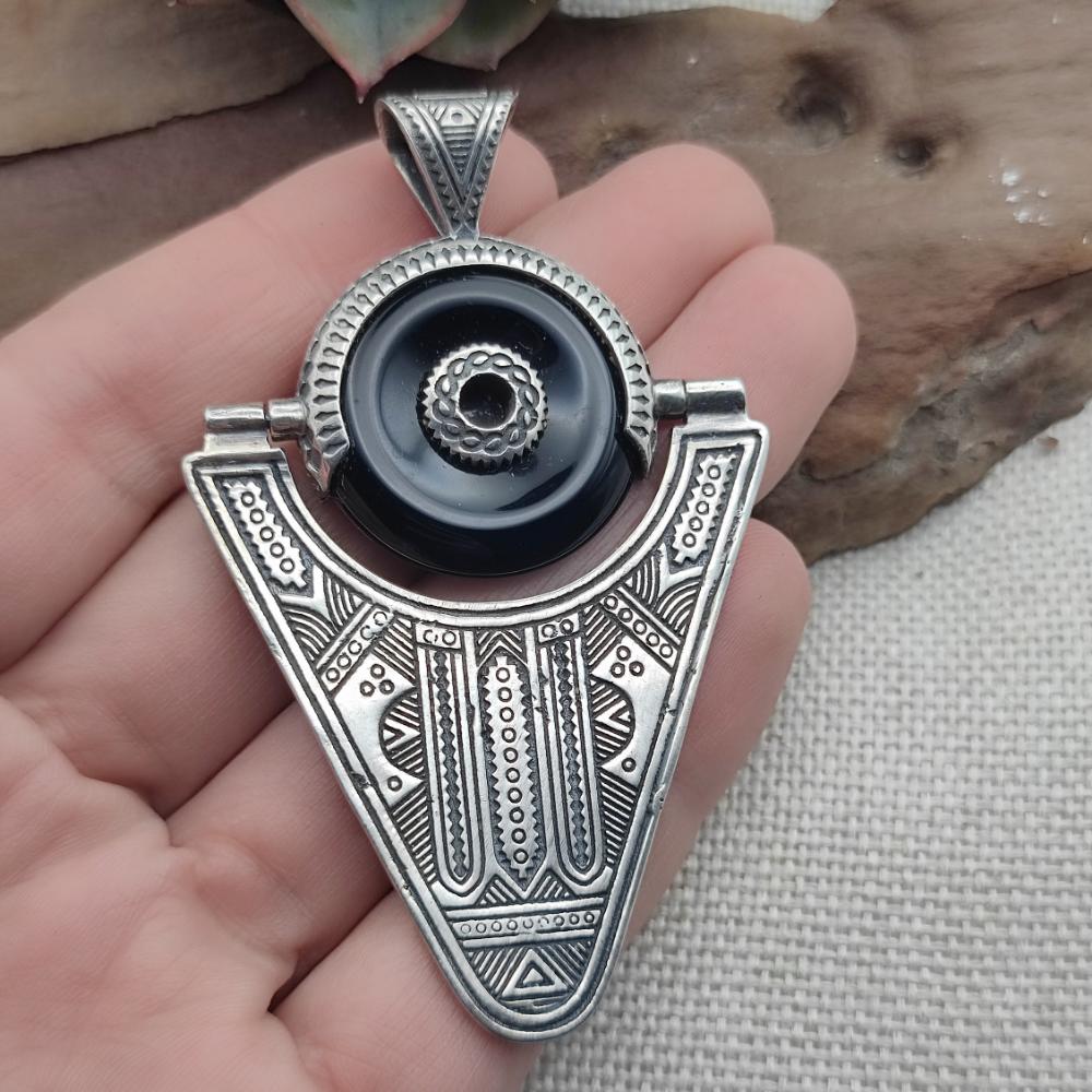 Ciondolo TUAREG in argento 925 onice nero - KAMMAM