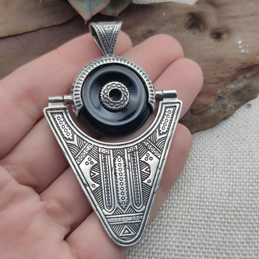Ciondolo TUAREG in argento 925 onice nero - KAMMAM