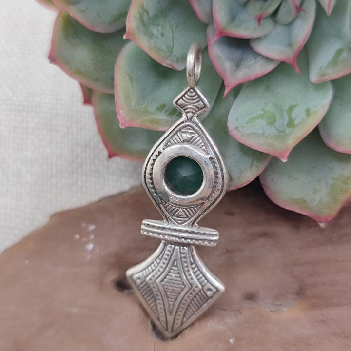 Ciondolo Tuareg in argento 925 agata verde - NUZVID