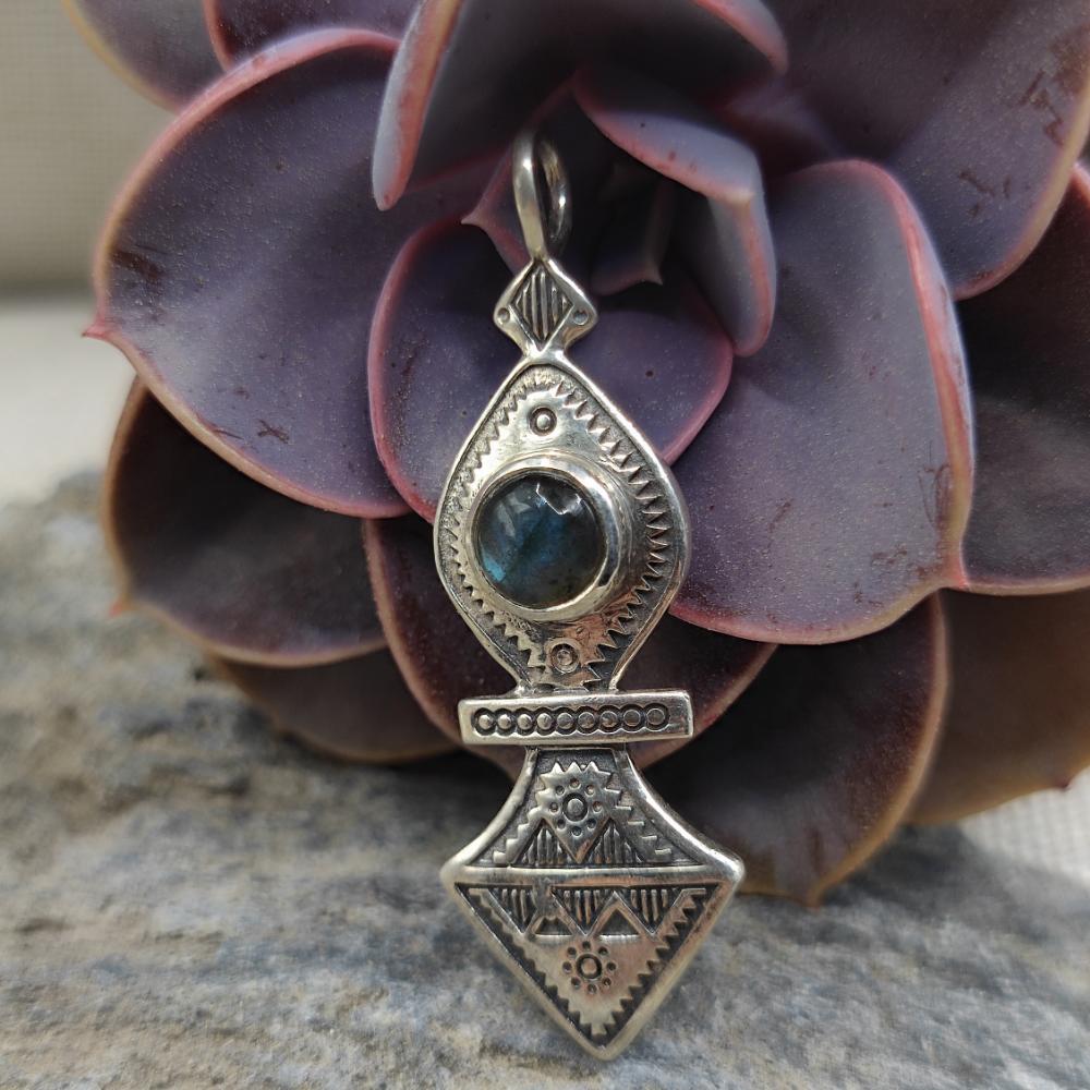 Ciondolo Tuareg in argento 925 labradorite - NUZVID