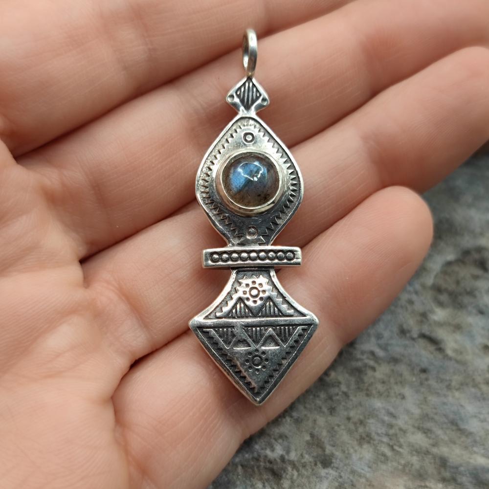 Ciondolo Tuareg in argento 925 labradorite - NUZVID