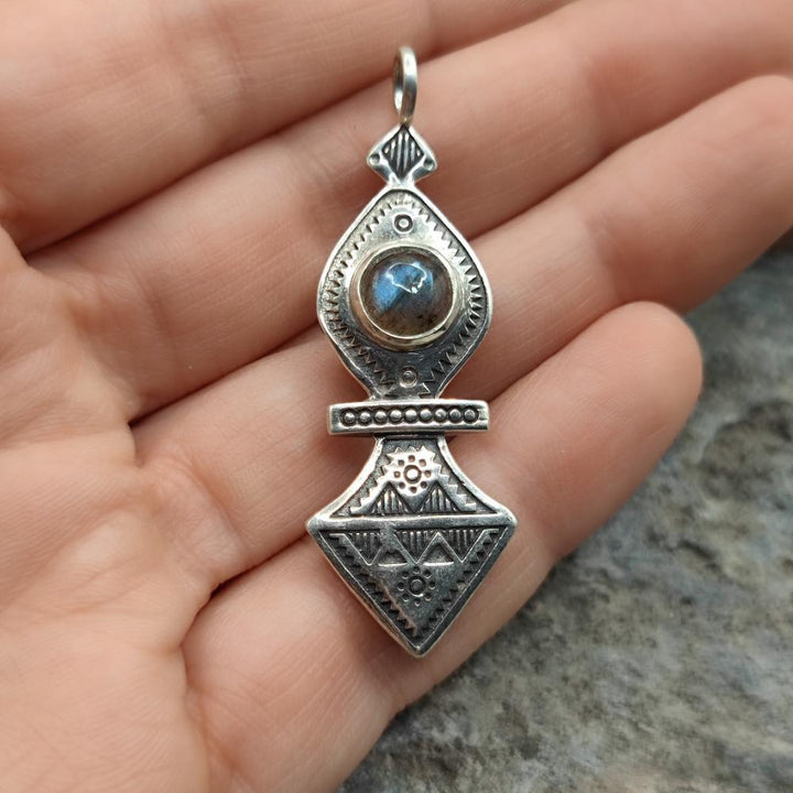 Ciondolo Tuareg in argento 925 labradorite - NUZVID