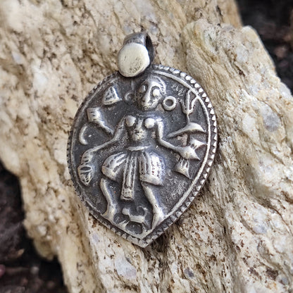 Ciondolo in argento antico con divinità Shiva - GATANGH