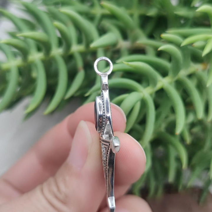 Ciondolo croce Tuareg in argento 925 con pietra - KOMKI