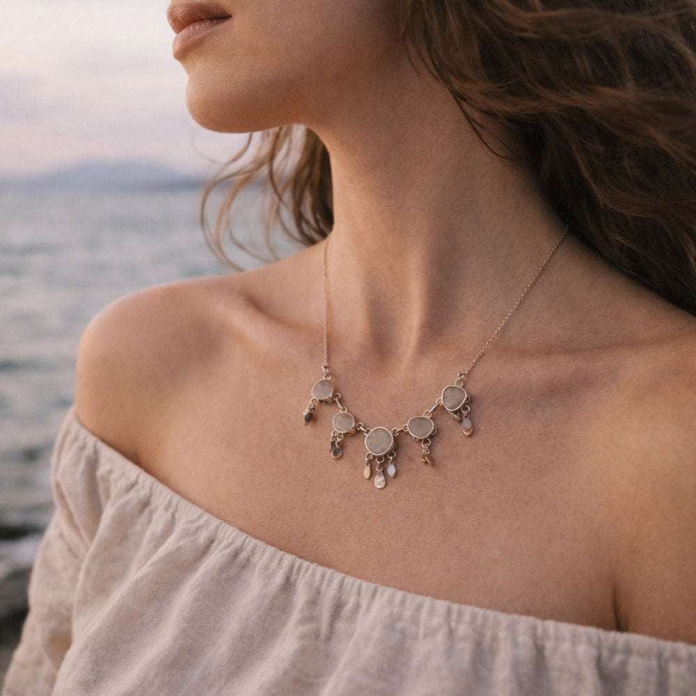 Collana in argento 925 con pietra di luna - RUHANI