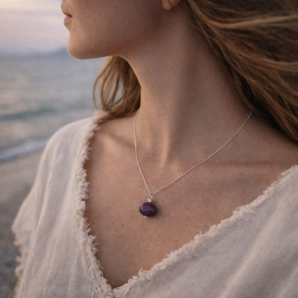 Collana artigianale in argento 925 radice di rubino - AHLAYA