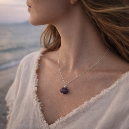 Collana artigianale in argento 925 radice di rubino - AHLAYA