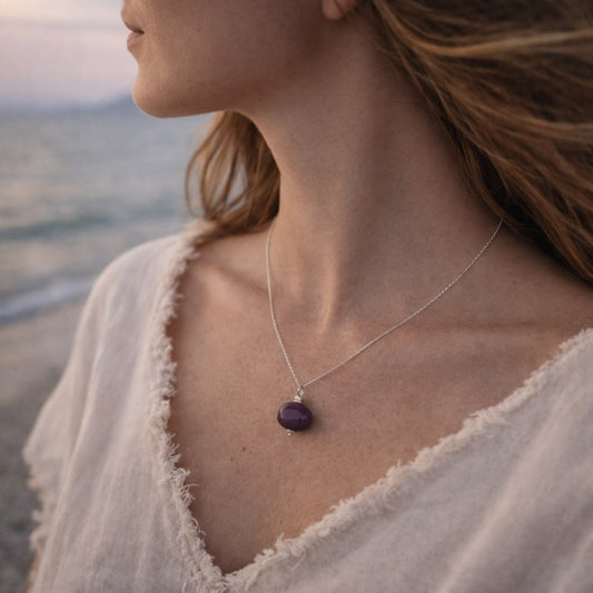 Collana artigianale in argento 925 radice di rubino - AHLAYA
