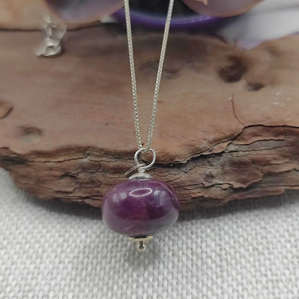 Collana artigianale in argento 925 radice di rubino - AHLAYA