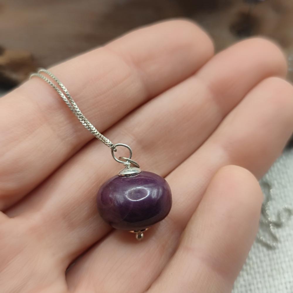 Collana artigianale in argento 925 radice di rubino - AHLAYA