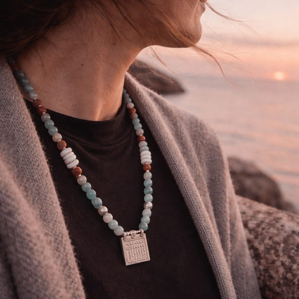 Collana artigianale acquamarina in argento 925 - YAMUNA