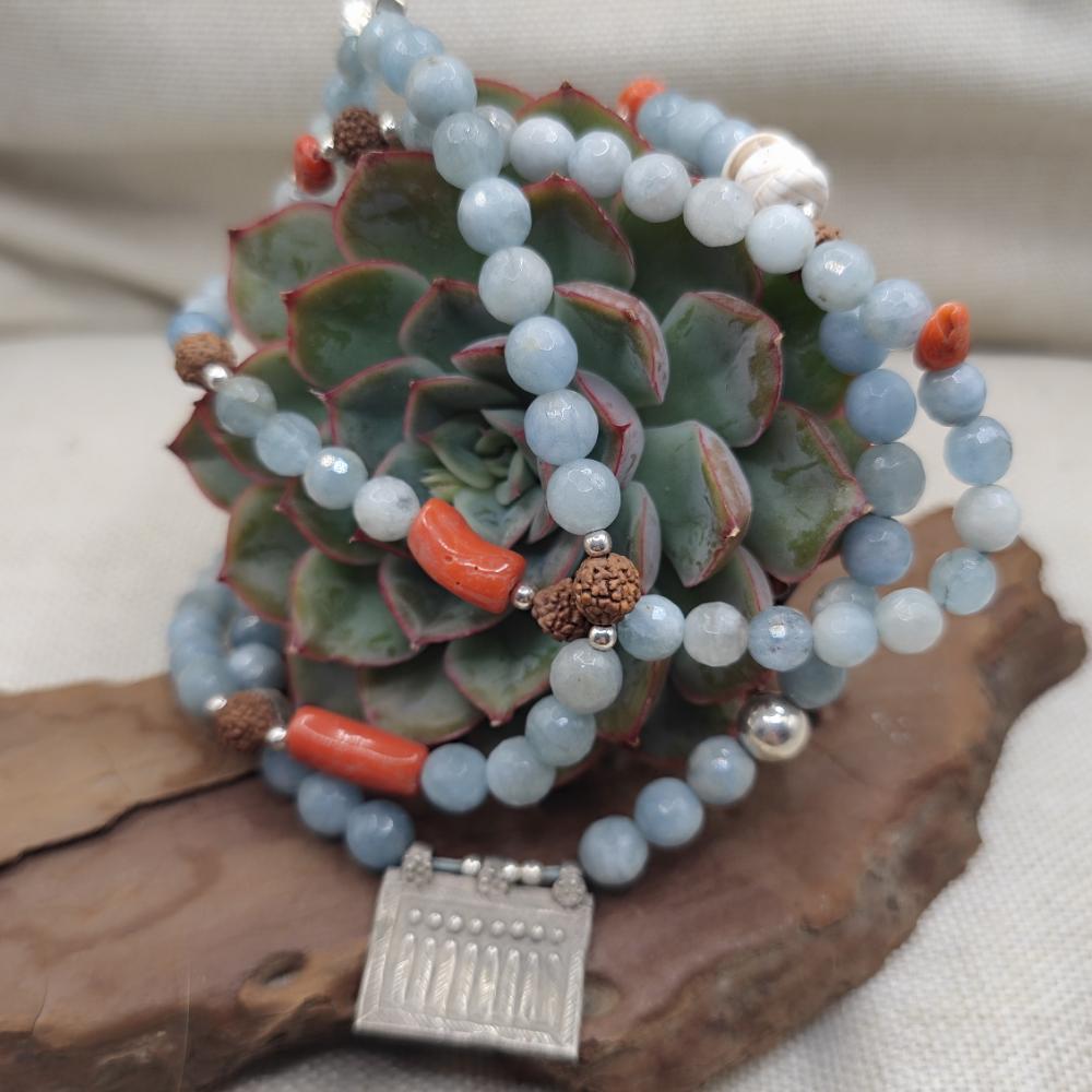 Collana artigianale acquamarina in argento 925 - YAMUNA