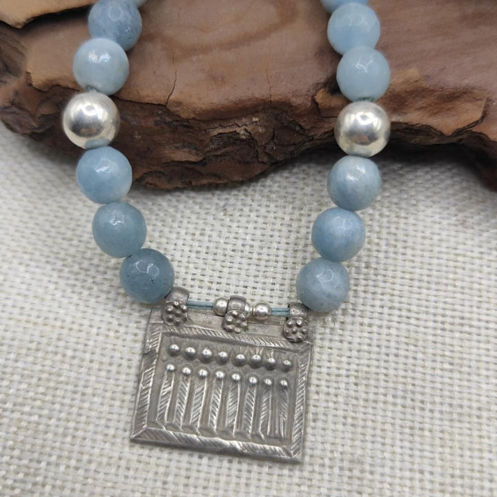 Collana artigianale acquamarina in argento 925 - YAMUNA