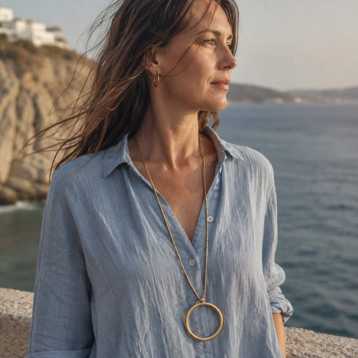 Collana etnica in ottone con ciondolo - NADIA