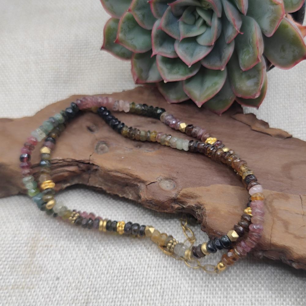 Collana artigianale ottone tormalina - SHYOK