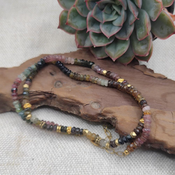 Collana artigianale ottone tormalina - SHYOK