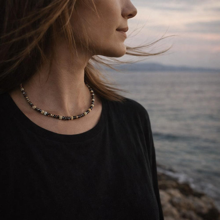 Collana artigianale ottone tormalina - SHYOK