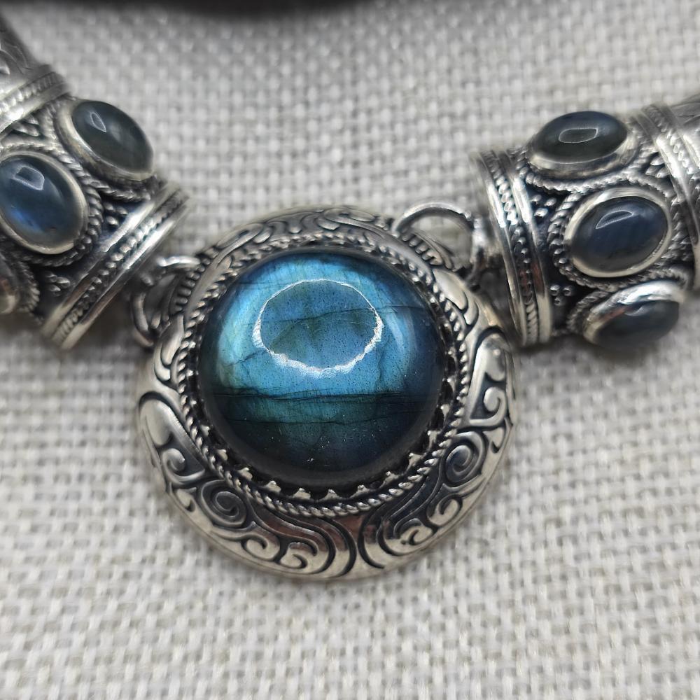Collana semirigida in argento 925 labradorite - RHOINI